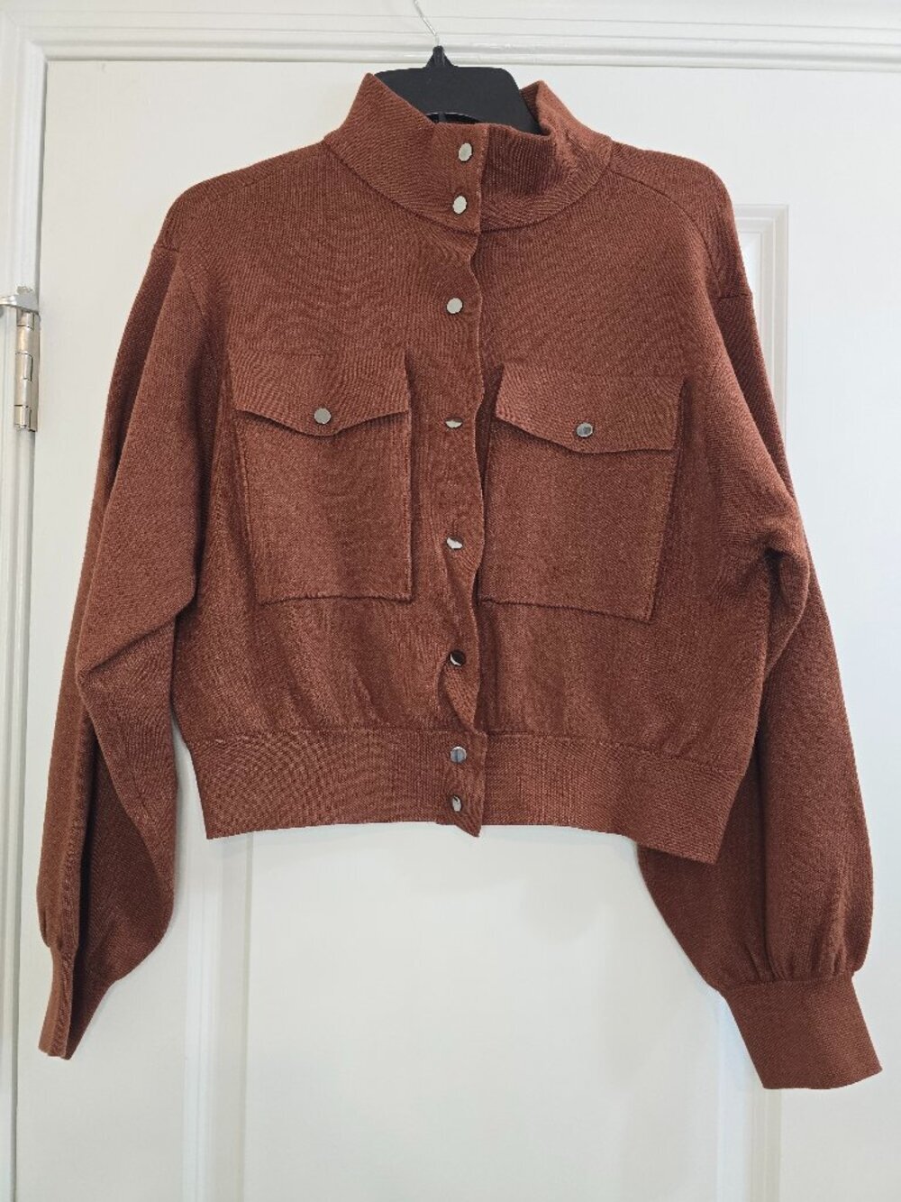Marled by Reunited Clothing Sweater - Brown With Silver Buttons and Pockets - Picture 2 of 6